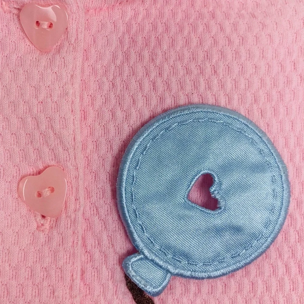 Vintage Catton Candy pink & white one piece with bear & balloon appliqué. 9 m